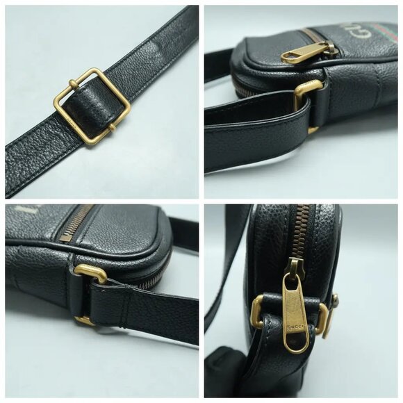 GUCCI Print Black Leather Shoulder Bag 801-012125 - Picture 6 of 12